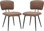 Upholstered Dining Chairs Set of 2, Fabric Kitchen Dining Room Chairs with Metal Legs, Modern Dining Chairs for Living Room & Dining Room (Brown)