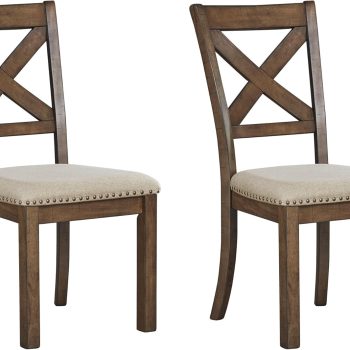 Modern Farmhouse 19" Upholstered Dining Room Chair, 2 Count, Brown