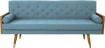 Mid Century Modern Tufted Fabric Sofa, Blue